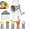 LMETJMA 5 in 1 Rotary Cheese Grater Shredder Kitchen Mandoline Vegetable Julienne Slicer Waffle Cutter Nut Chopper JT247