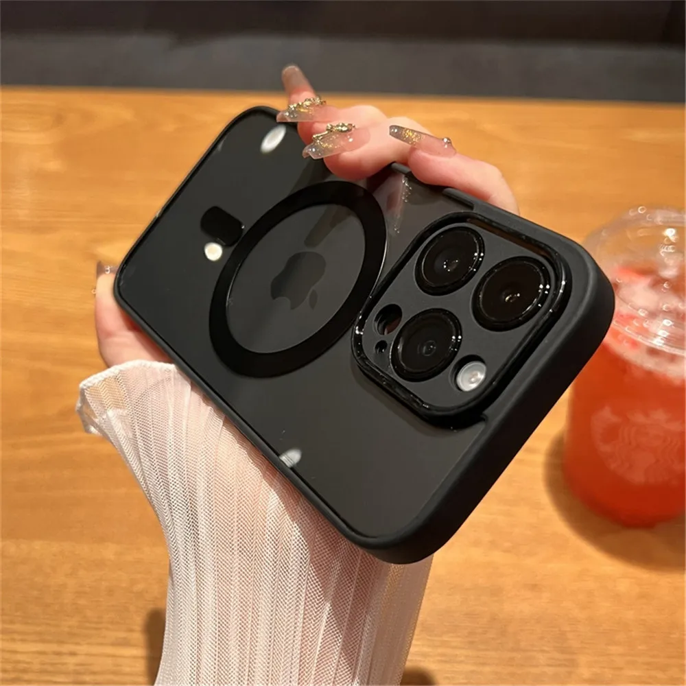 Priehľadné mäkké puzdro Magsafe pre iPhone 15 11 12 13 14 Pro Max Magnetické bezdrôtové nabíjanie Transparentný kryt nárazníka_voghion.com