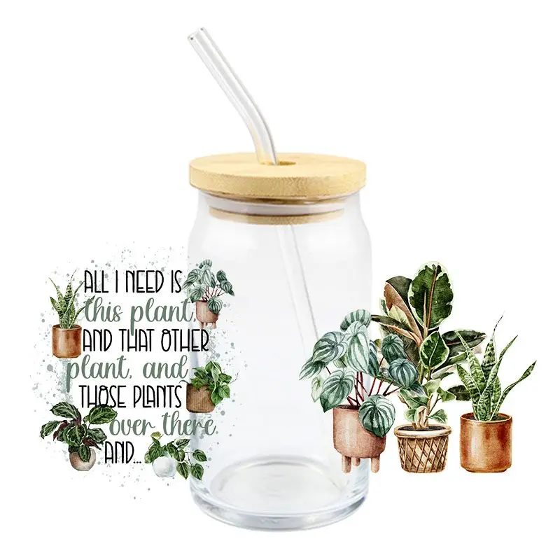 3D UV DTF Wrap Transfer Stickers Cactus Plants Design Waterproof Wrap For Bottles Cups Mugs DIY Decal