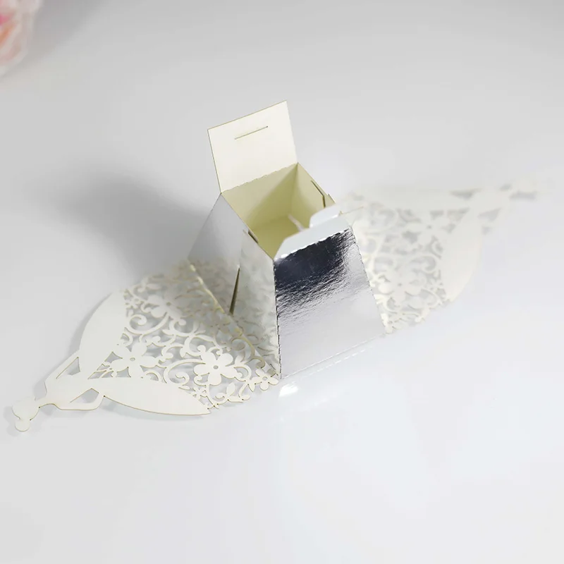 Laser Cut Pearl Paper Gift Boxes with Ribbon – Elegant Candy Chocolate Packaging for We... - SKU GBR17058 - UGI Packaging