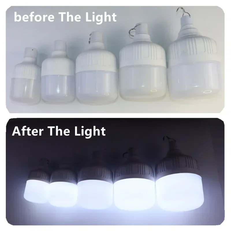 Camping Lights 500W USB Rechargeable LED Bulb Hanging Tent Light Portable Emergency 5 Lighting Modes For Garden Outdoor