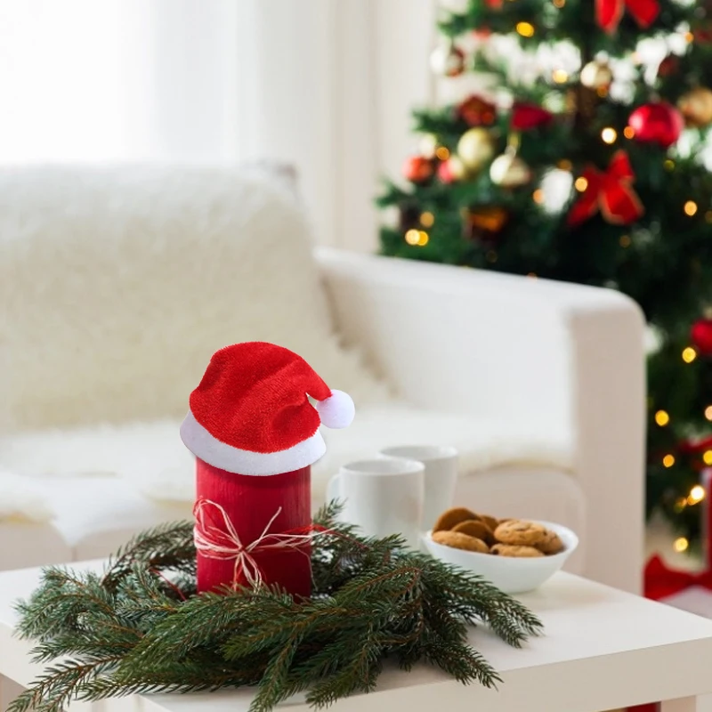 Hot Sale Mini Santa Claus Hat Christmas Xmas Holiday Lollipop Top Topper Cover For Festival Christmas Decoration For Home