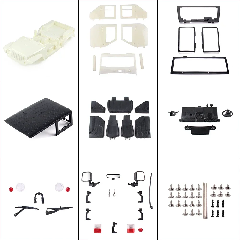 RC Car Accessories INJORA Unassembled 12.3inch 313mm Wheelbase Body Car Shell for 1/10 RC Crawler Axial SCX10 & SCX10 II 90046 90047 Jeep Wrangler