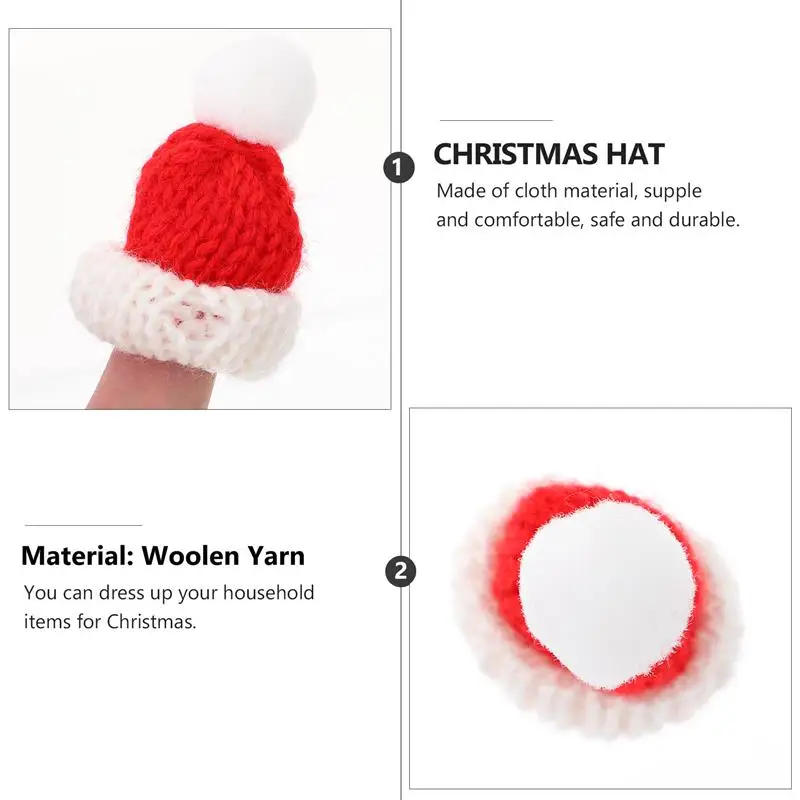 20pcs Christmas Lollipop Hat Santa Knitted Hat Christmas Wine Bottle Santa Hats Silverware Holders