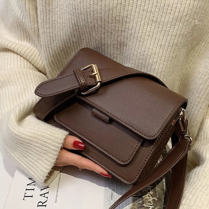Fashion Brand Women's Small Crossbody Bag Lightweight PU Leather Messenger Bag Flap Handbag Purse Summer Travel Bag for Female