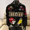 American Cartoon Embroidery Men Baseball Jacket Unisex Spring Autumn vintage Fashion Crand Loose Jacket motorcycle Printing Coat 1