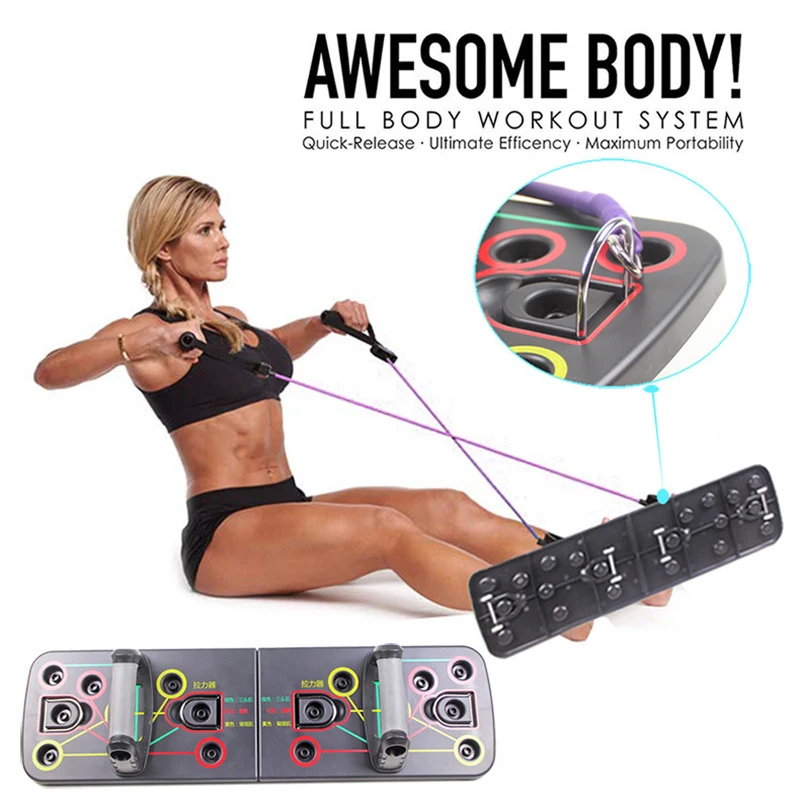 Home Foldable Chest Muscle Expander, Multi-function Rope, Push Up Stand, Portable Fitness Push Up Bracket