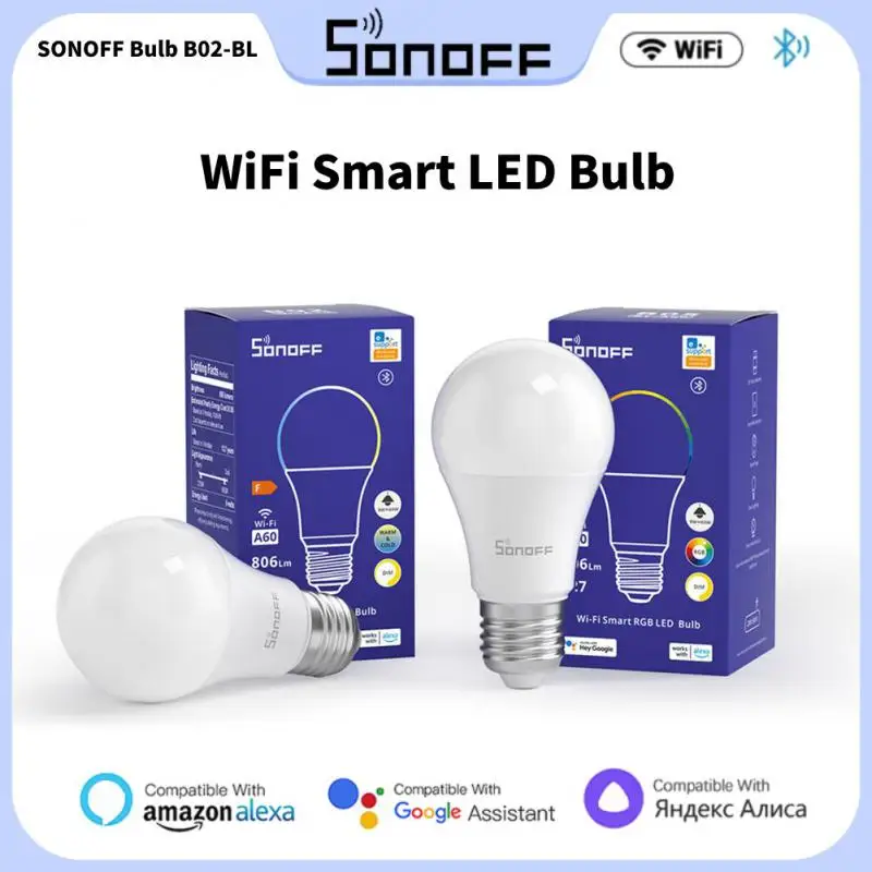 

SONOFF B02/B05-BL WiFi Smart Light Bulb E26 E27 RGB LED Lamp Warm White Colorful Dimmable Voice Control for Alexa Google Home