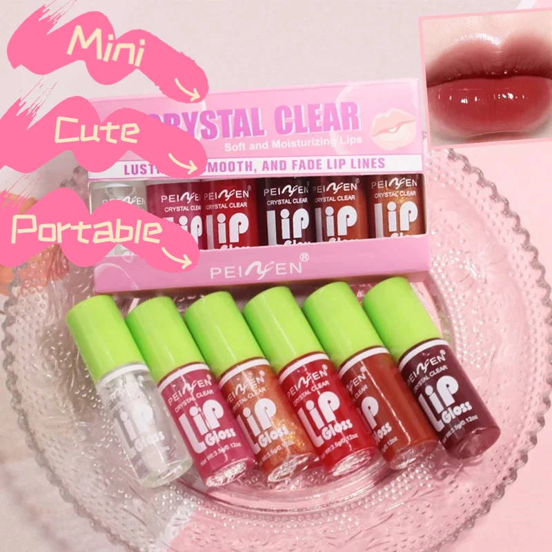 Lip Gloss 6-Pack Set Mirror Lip Glaze Moisturizing Pudding Lip Oil Hydrating Liquid Lipstick lip gloss lip makeup lip glaze lip oil