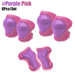 Children's Protective Gear Set with Knee, Elbow, and Wrist Pads (Purple Pink)