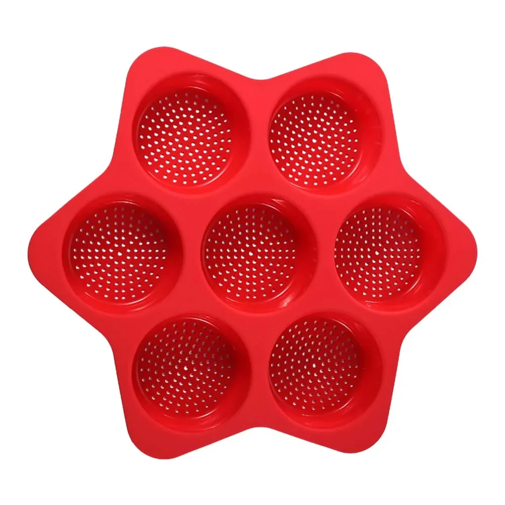 

7 Holes Burger Baking Mold Food Grade Silicone Non-stick Cake Oven Tray Tray Kitchen Baking Tool Hamburger Bread Mold Muffin Pan