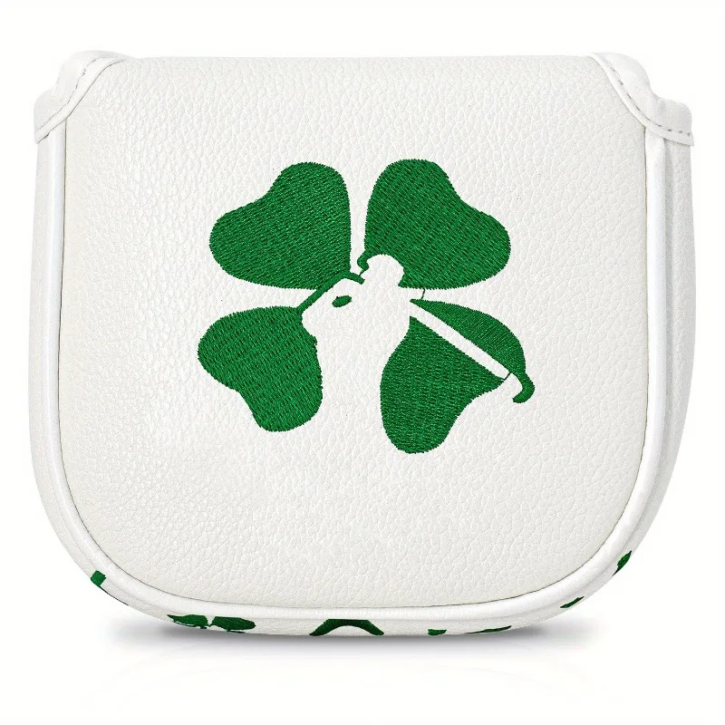 Clover Golf Putter Cover - Durable, Dustproof, Scratch-Resistant in White/Black