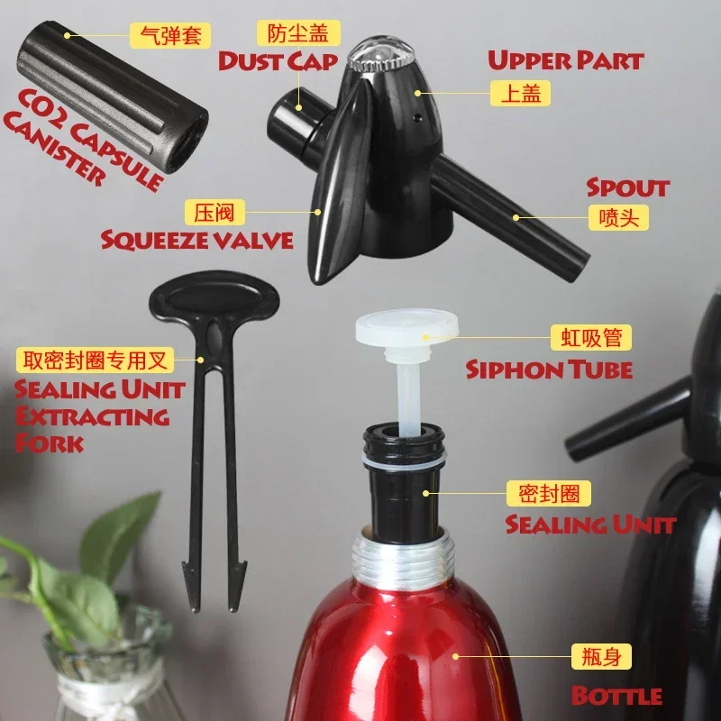 Portable Sparkling Water Maker Flavor Soda Blaster CO2 Cocktail Bubble Drinks Pressurizer Bartender Siphon Accessories Aluminum