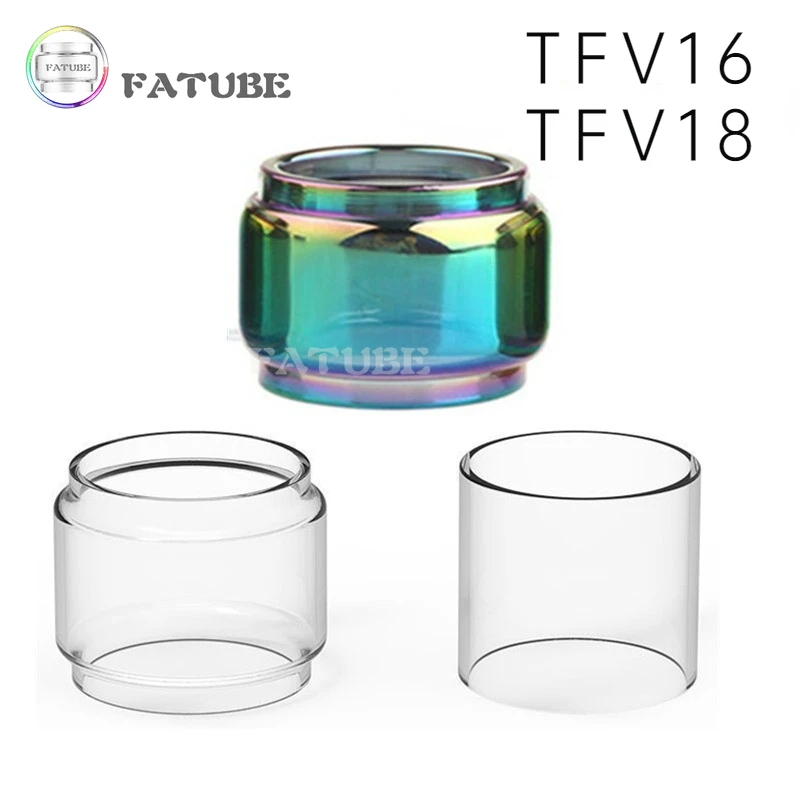 

FATUBE 5pcs Rainbow Clear Bubble Straight Mini Glass Cups for TFV16 9ml / TFV18 7.5ml GLASS TUBE morph 2