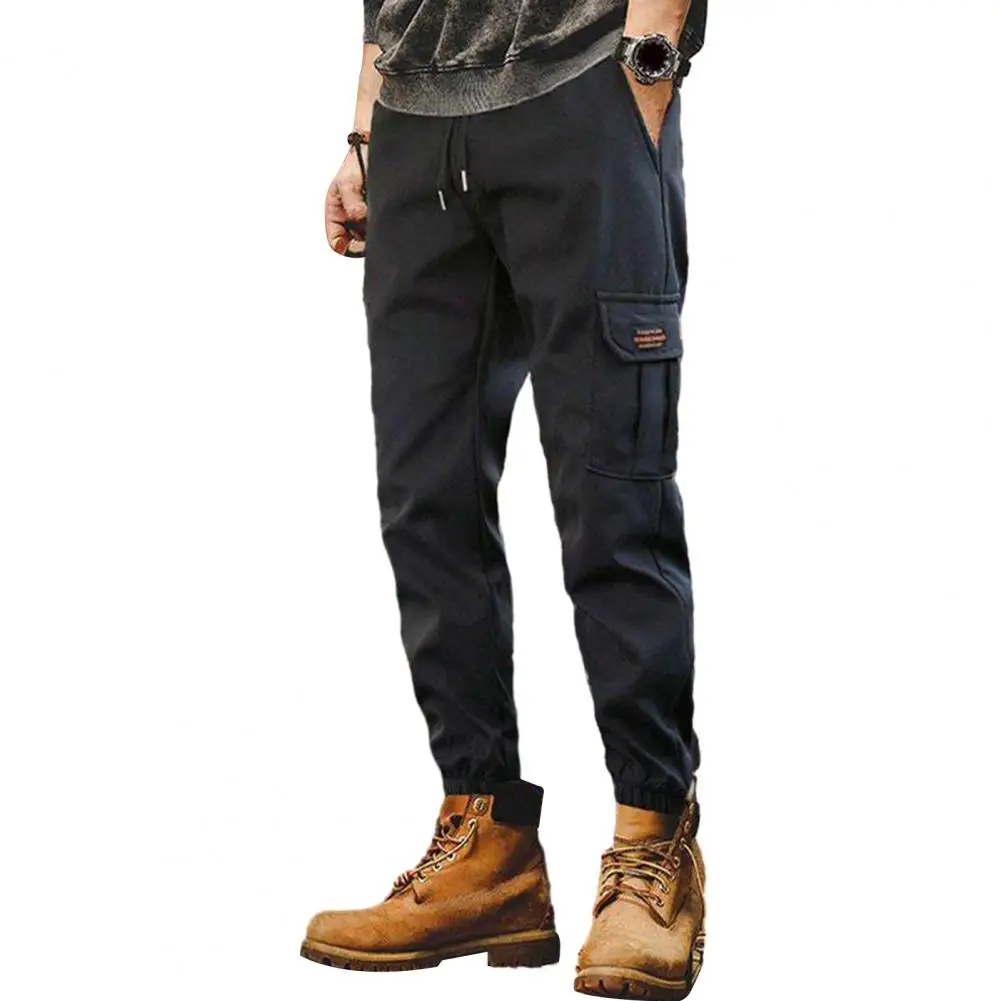 

Multi-pocket Decoration Trousers Men Cargo Pants Versatile Men's Streetwear Elastic Waist Cargo Pants with Multi for Spring