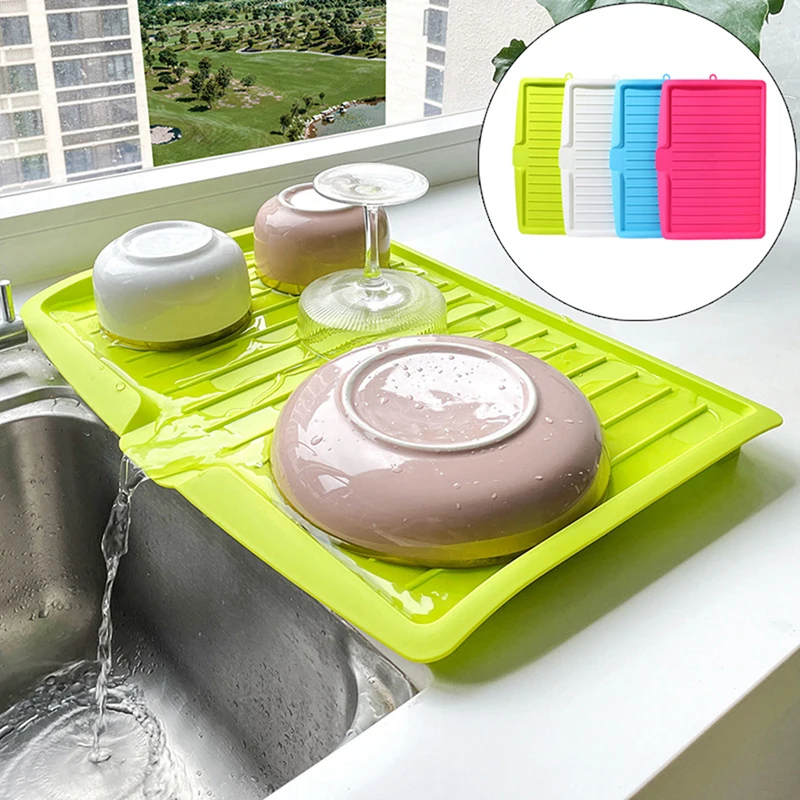 Multifunctional Waterproof Drain Pad Silicone Dish Drainer Mats Large Sink  Drying Worktop Organizer For Dishes Kitchen