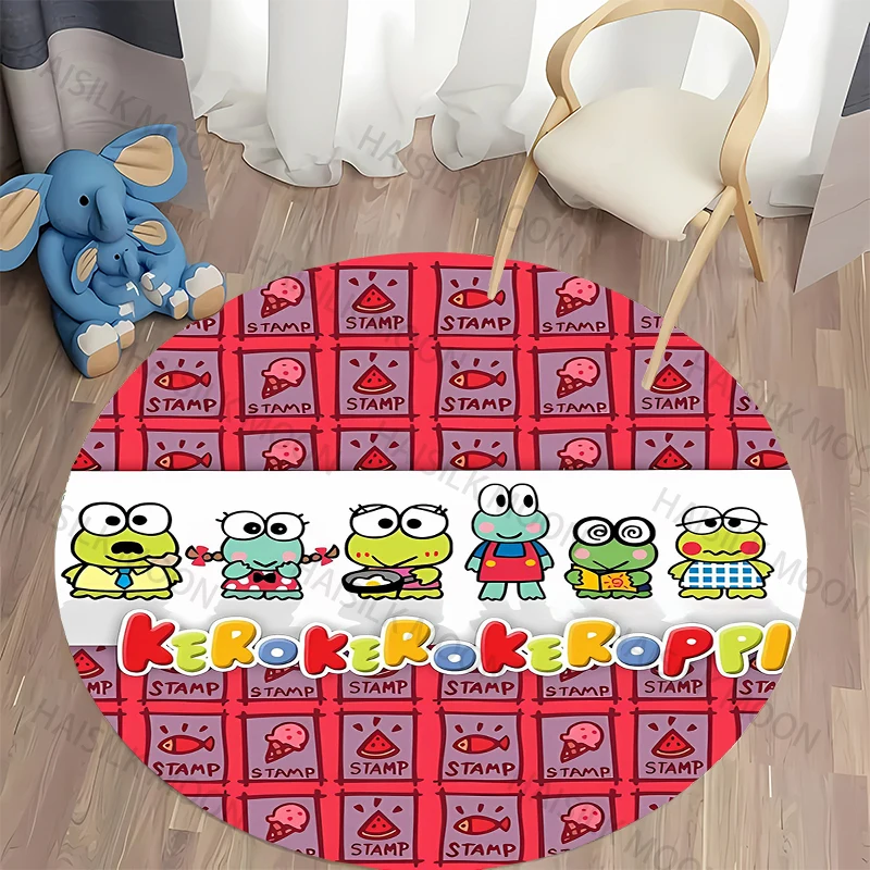 thumbnail image 1 of Alfombra redonda Sanrio Keroppi, alfombra para niños, alfombra redonda, alfombra para dormitorio, sala de estar, silla, alfombra antideslizante, 1 of 5