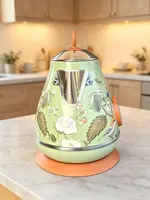 Bouilloire électrique rétro 1,7L en acier inoxydable 304, bouilloire à ébullition rapide, théière avec arrêt automatique et affichage de la température, 220V 5