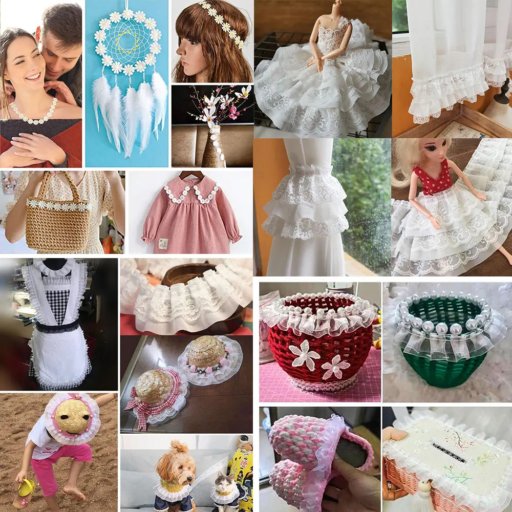 White/Black/Beige Multiple Styles Lace Ribbon Fabric For DIY Dress Webbing Decoration Lovely Gift Packing Polyester Material