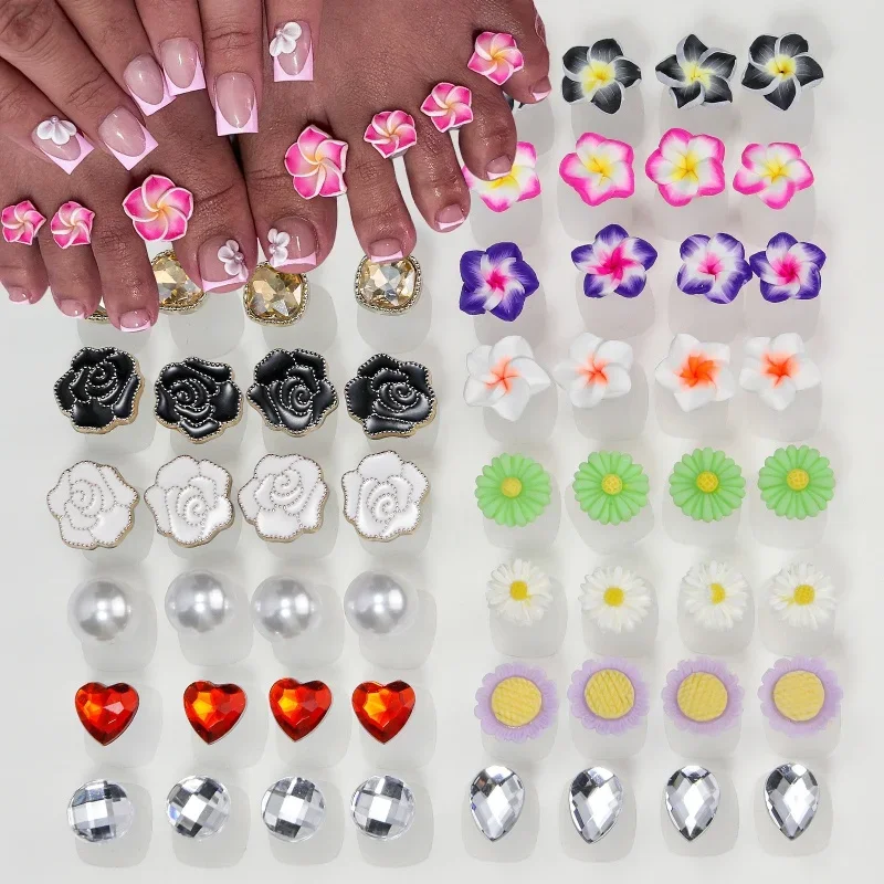 8pcs/Bag Soft Silicone Flower Design Perals Toe Separator For Pedicure Foot Finger Splitter Flexible Finger Toe Separation Tool toe separators toe spreader finger toe separator