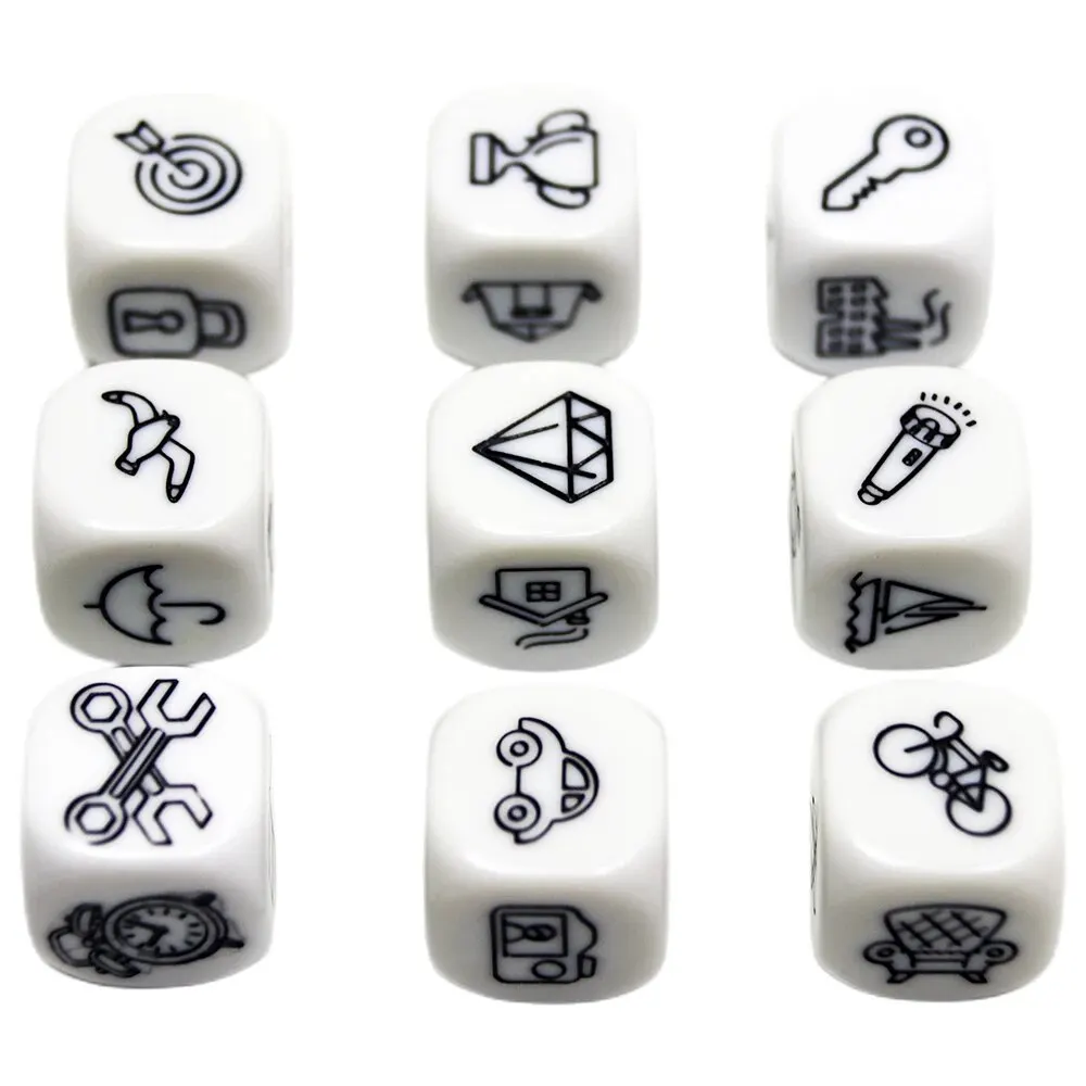 Game Dice Dice Set Acrylic Dice D6 Dice Set Telling Story Cube Acrylic 6 Sided Dice Funny Engraved Patterns For Children Education Toys And Games