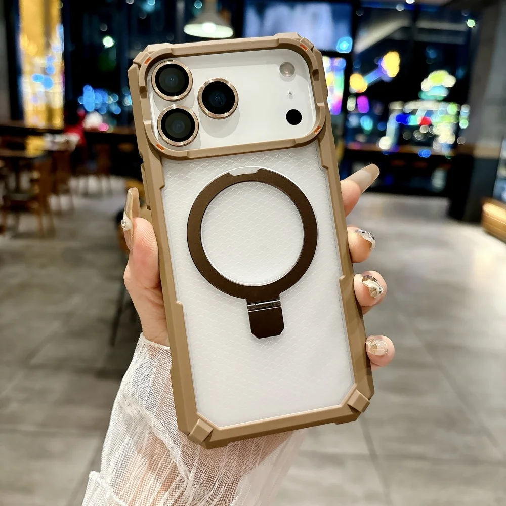 Rugged Shockproof Metal Magnetic Case with Camera Glass Ring Armor Cover