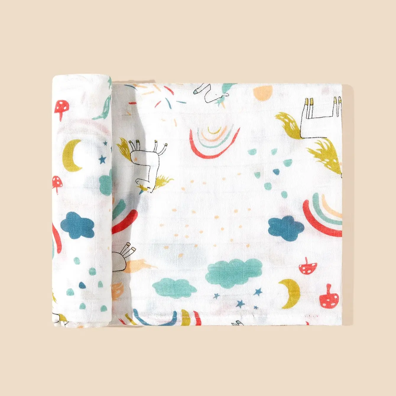Baby cotton cartoon printed muslin  blanket for children soft and comfortable 120*110cm 2