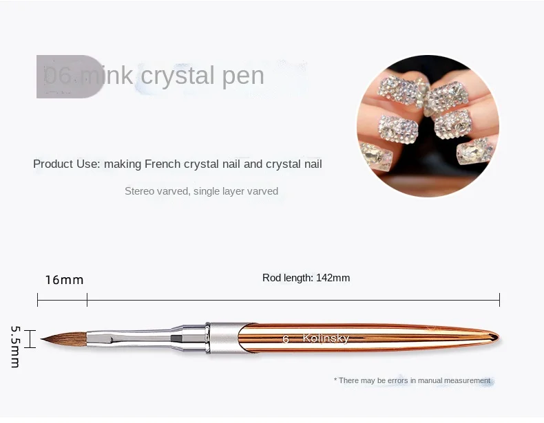 Professional Kolinsky Acrylic Nail Brush - Size 2-18#