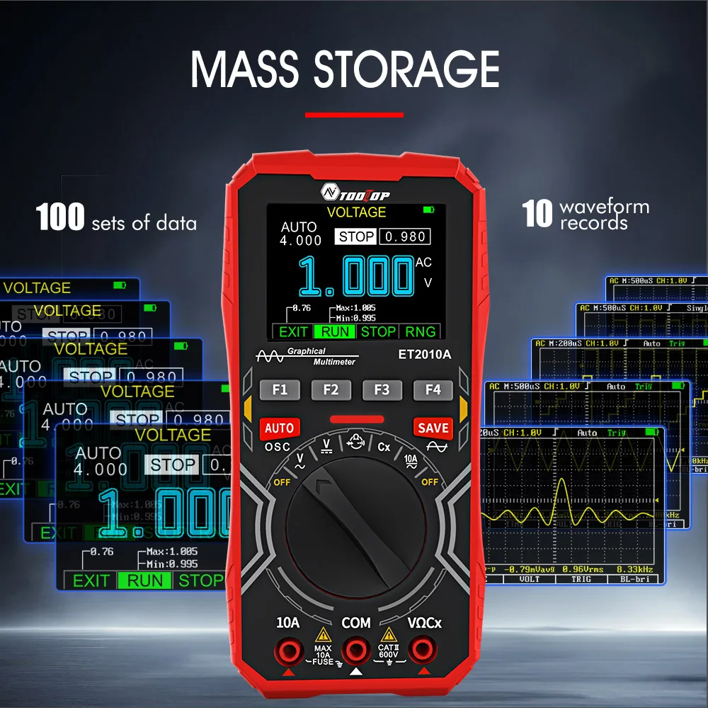 2 In1 Digital Multimeter Analog Bandwidth 2.5MS/s Sampling Rate Waveform Data Storage Oscilloscope Signal Generator Tester 5