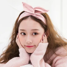 

Retro Suede Solid Color Rabbit Ears Headband For Women Cross Bow Hairband Fashion Hair Accessories Metal Wire Red Pink Hair Ties