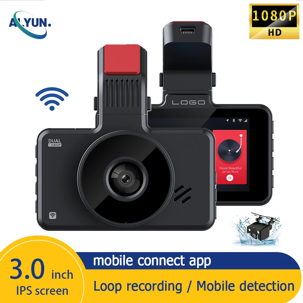 

Dash Cam HD 1080P Car Charge WIFI Mobile Connect Front Rear Dual-Camera Wide Angle Loop Recording Reversing Image