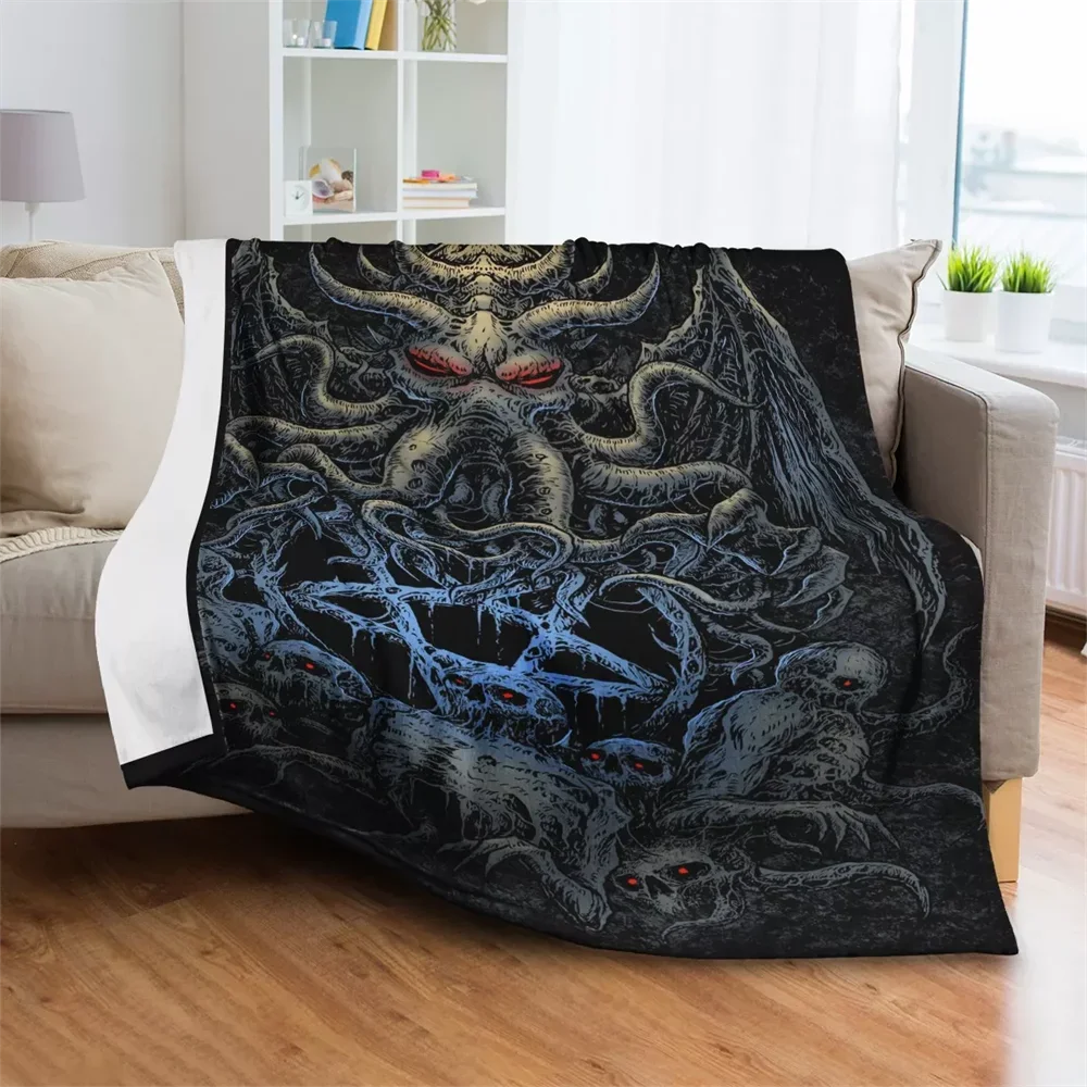 Gothic Punk Style Plush Throw Blanket for Bedroom Death Skull Printed Throw Blankets Special Halloween Gifts for Teenager Adluts 4