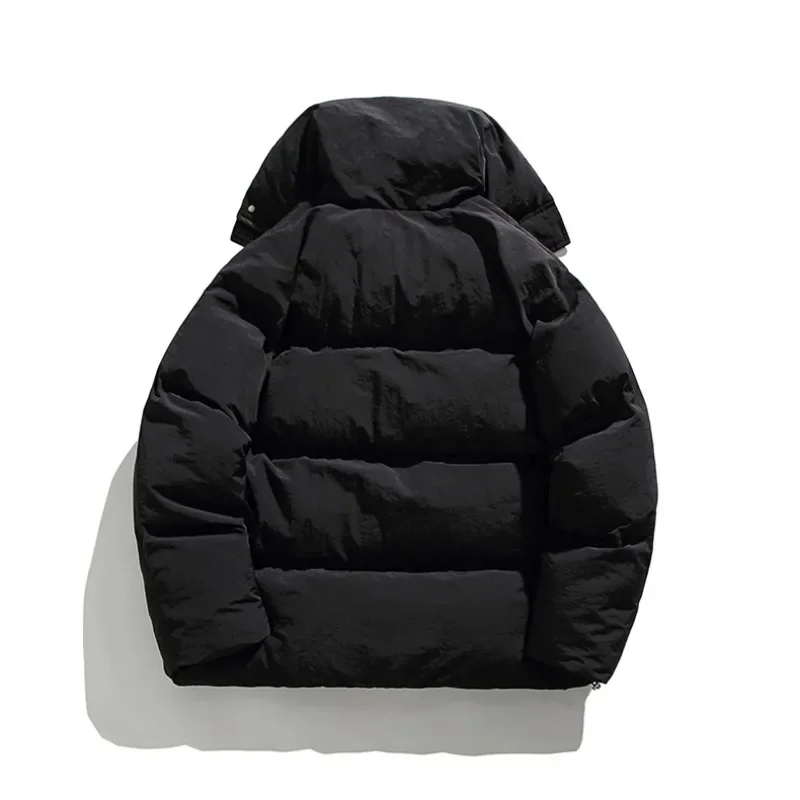 Casual Warm Winter Parkas Men Solid Loose Turn Down Collar Padded Jackets Male Thicken Coats Man