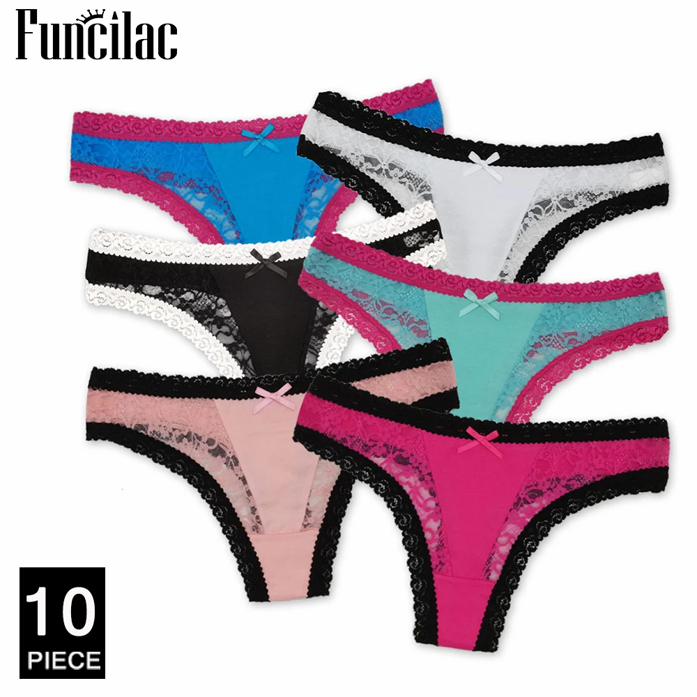 

Ladies Thongs Panties Women Sexy Underwear Transparent Lace Tangas G Strings Low Rise Underpants Lingerie Solid Color 10 pcs/lot
