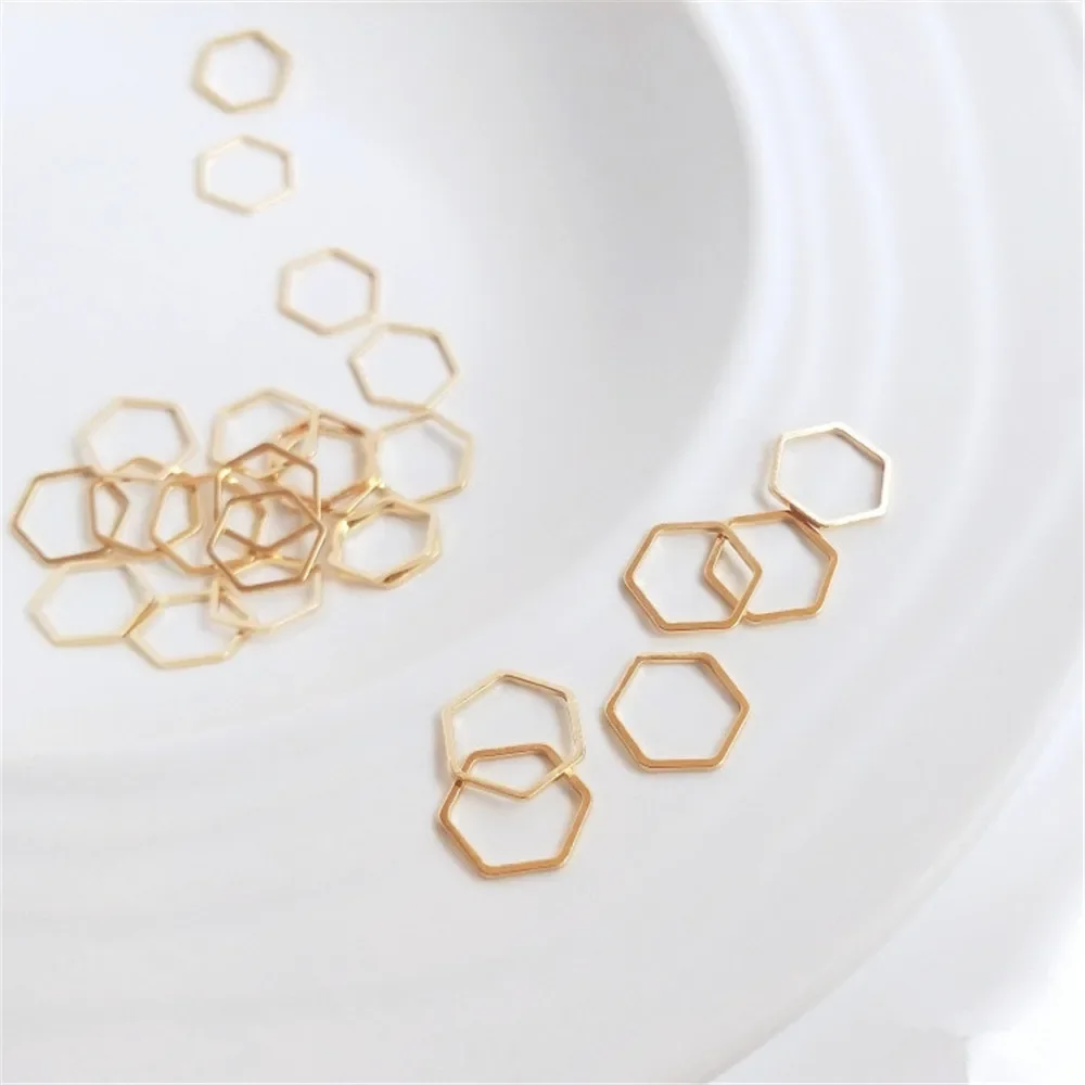 

14K Gold Filled Plated Hexagonal geometry hexagonal closed ring DIY handmade material jewelry frame accessories