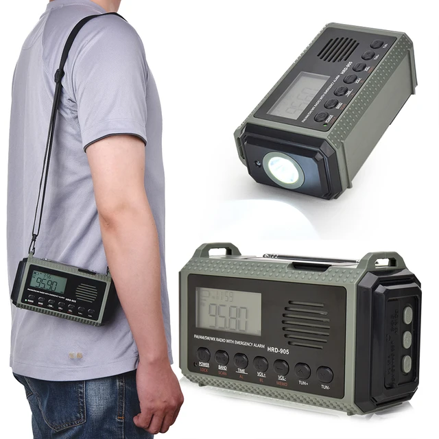 Solar Powered Radio SOS Alarm Power Bank Solar Hand Crank AM FM SW NOAA Weather Radio 3.5mm Headphone Jack 10000MAh for Survival