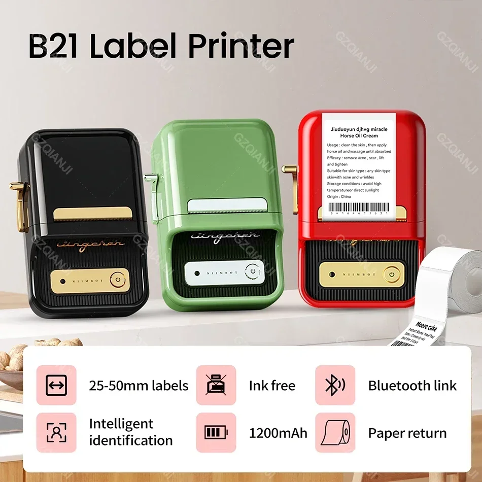Niimbot-label Impressora Térmica Mini Bolso Barcode Maker Impressoras Bluetooth Auto-adesivo da Máquina da Etiqueta com Presentes b1 B21 - Imagem 4