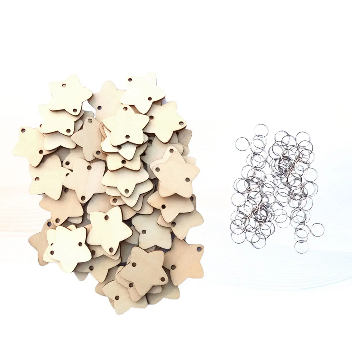 100Pcs 와이어 링이있는 나무 공예 요소 DIY 생일 파티 결혼식 휴일 장식 나무를위한 크리 에이 티브 사진 소품 키트