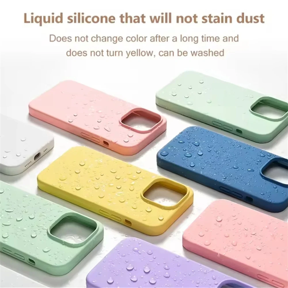 Soft Liquid Silicone Cases For Apple iPhone 16 11 12 13 14 15 Pro Max 14 15 16 PlusShockproof Bumper Cover Phone Accessories 6