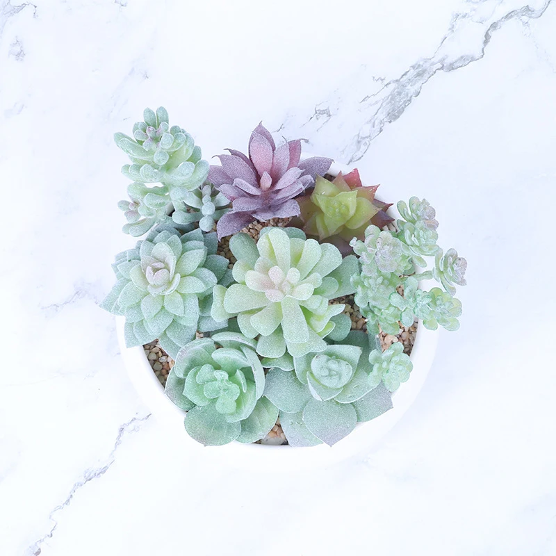 Artificial Succulent Flocking Plants for DIY Home and Garden Decor