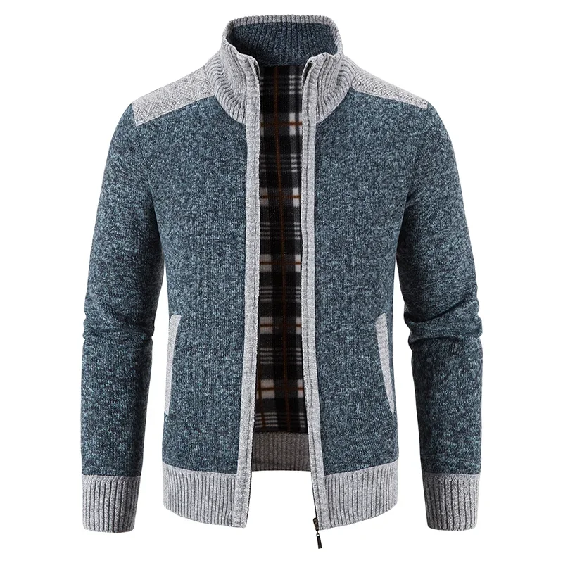 Men's Turtleneck Sweater Jacket New Autumn Winter Plush Coat Zipper Cardigan Sweaters Man Casual Knitwear Sweater Male Clothing
