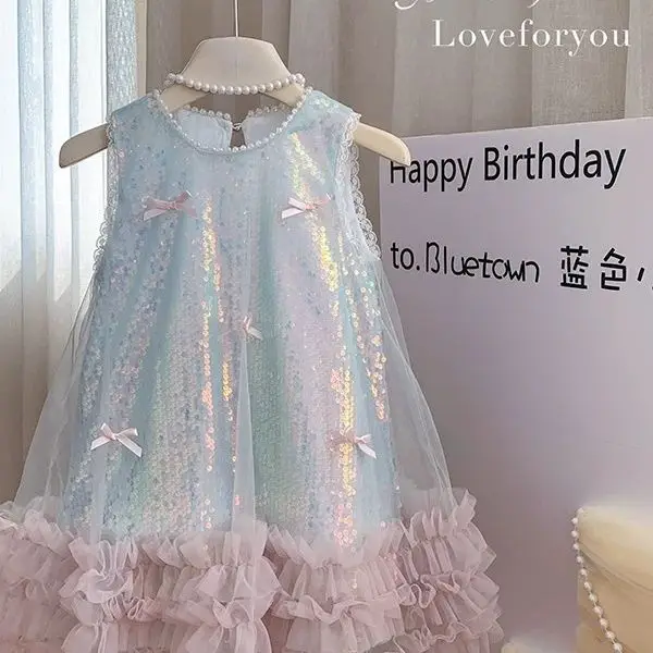 Jupe d'été pour filles, vêtements pour enfants, Style coréen, avec nœud scintillant, princesse, décontractée, Simple, quotidien, nouvelle collection 2025 1