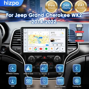 Hizpo Android 14 Carplay Auto para Jeep Grand Cherokee WK2 2014-2022, Reproductor Multimedia de Video, Radio Estéreo para Auto, Reproductor de Navegación, Video WIFI+4G DSP RDS 8+128G, Cámara 360 1