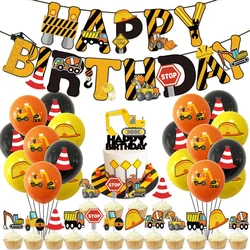 Construction-Themed Birthday Party Supplies Set with Tableware, Backdrop, and Yellow Balloons - 12INCH (Decoration set)