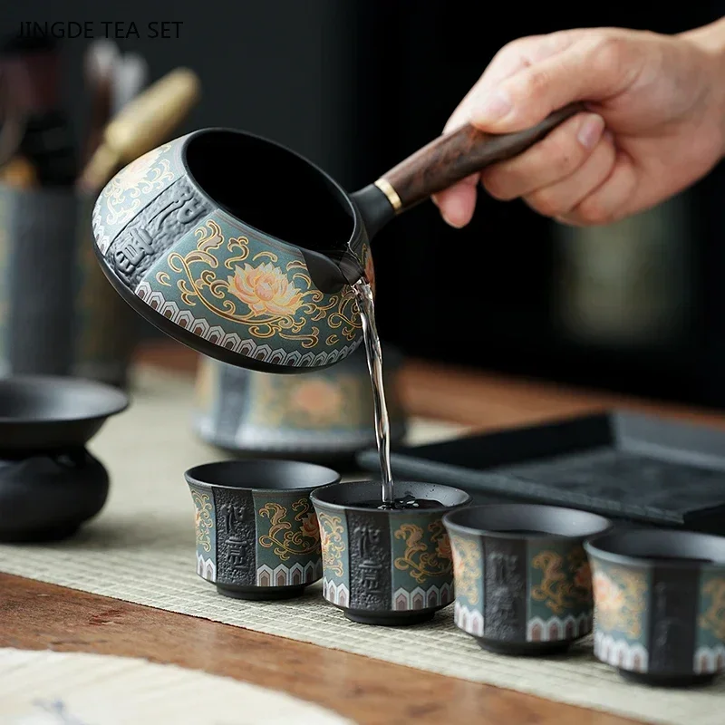 2 Pcs Chinese Purple Clay Teacup Exquisite Hand-painted Plum Blossom Pattern Tea Bowl Master Cup Teaware Drink Tea Accessories