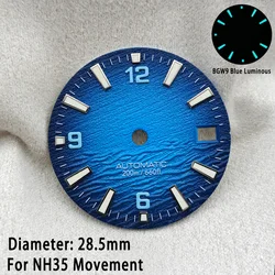Wave Dial, 28.5mm Deep Press Pattern in Blue with BGW9 Blue/C3 Green Luminous Finish (02)