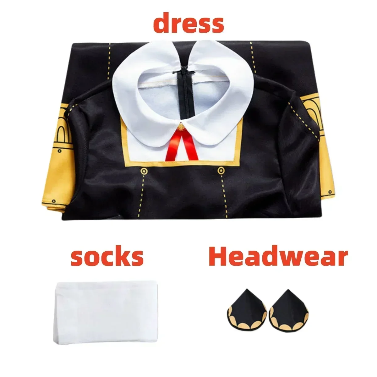 Anya Forger Inspired Cosplay Costume for Kids - Cute Black Dress with Wig for Halloween and Parties