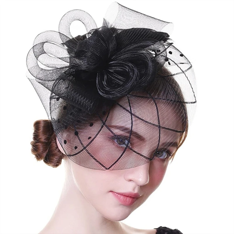 Headwear with Flower Mrs. Maisel Hat for Christmas New Year Bridal Party 20s Tophat All-match for Bride Wedding hair accessories bridal hair accessories retro top hat