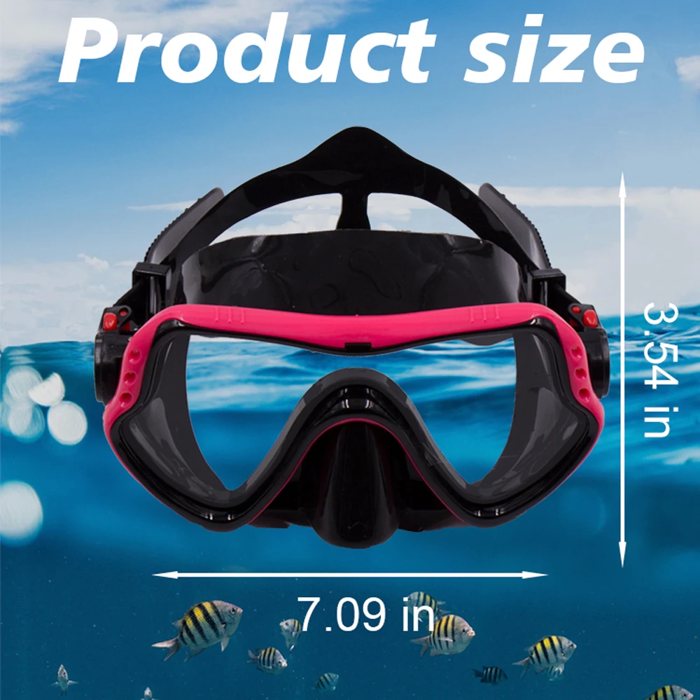 Snorkel Mask Swimming Goggles Anti-Fog HD Glass Large Frame Diving Mask with Nose Cover for Adults Youth
