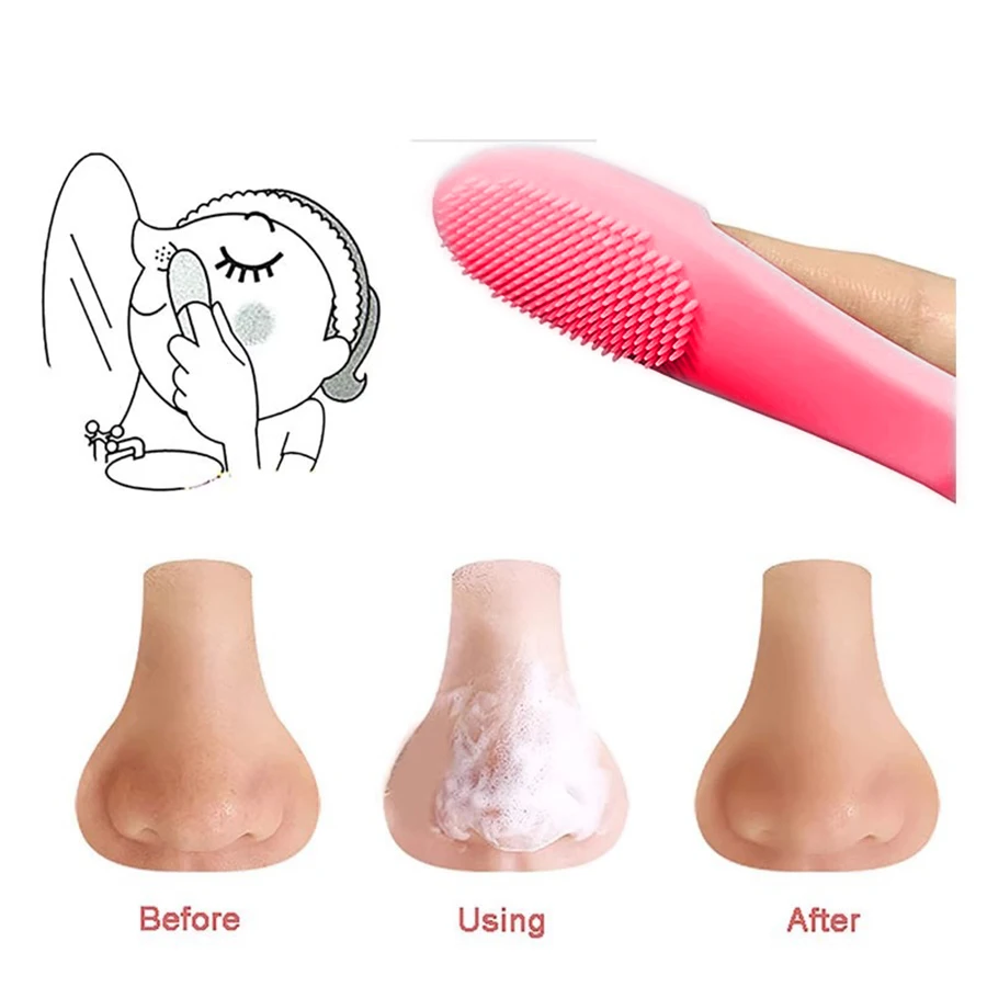 1 Pcs Silicone Nose Brush Cleanses Face Removing Blackheads Cleaning Nose Brush Cleaning Exfoliating Face Wash Brush Care Tool